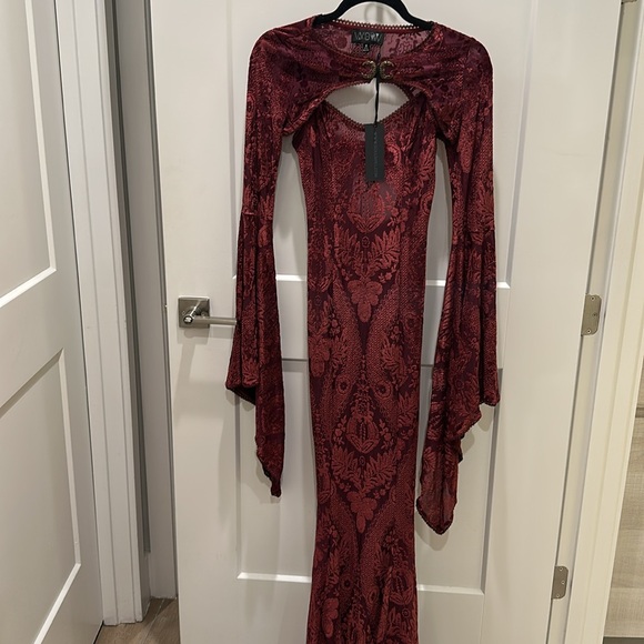 Dolls Kill | Dresses | Widow Druids Wife Maxi Dress And Shrug Set Dark Red  | Poshmark